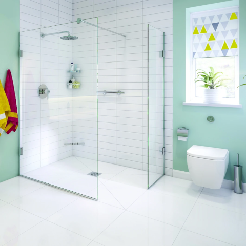 Installation of mobility-friendly walk-in shower for a safer, modern bathroom.